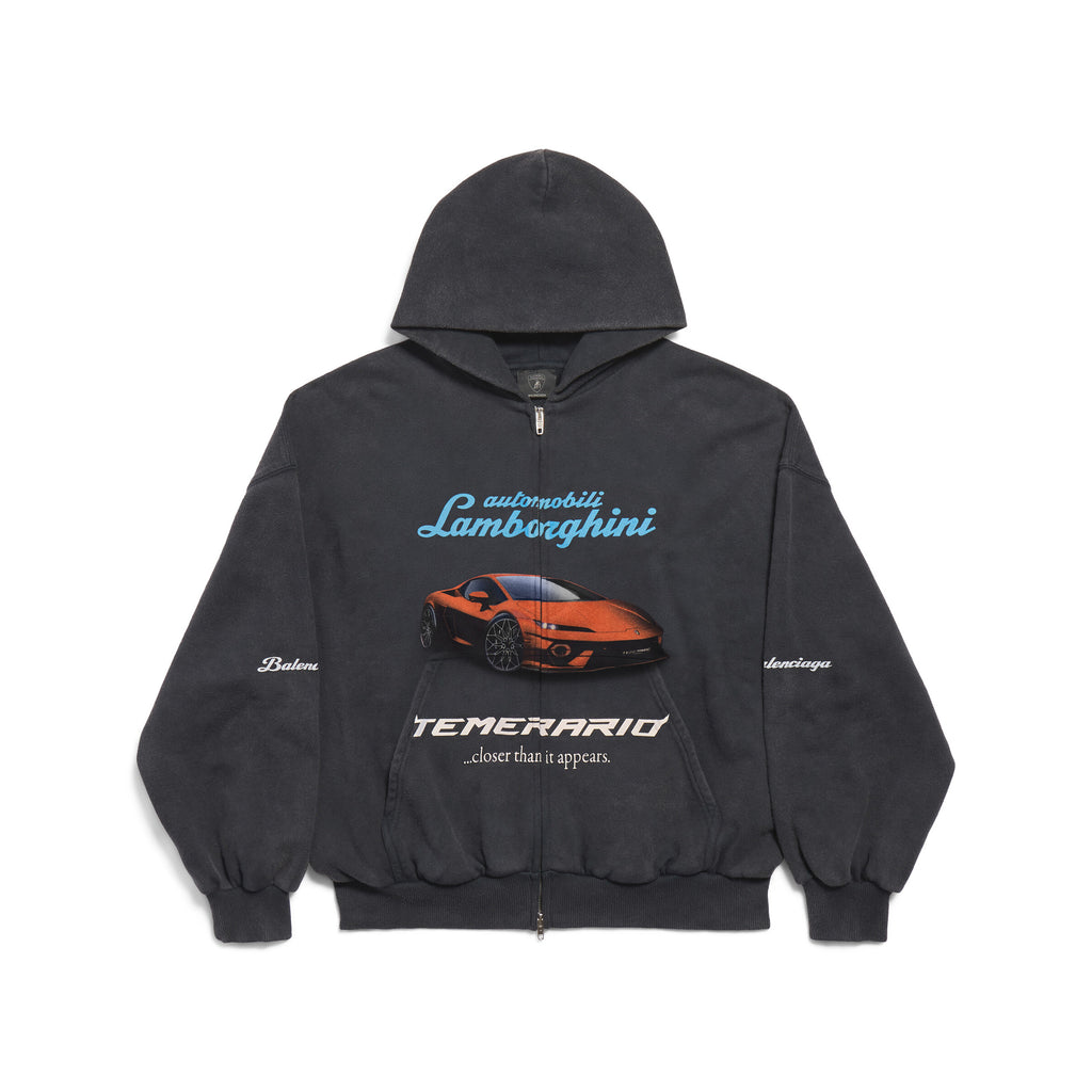 Balenciaga Automobili Lamborghini Hoodie Men's Spring/Autumn Solid Color Classic Printed Zipper Sweatshirt Pullover Hoodie#78122