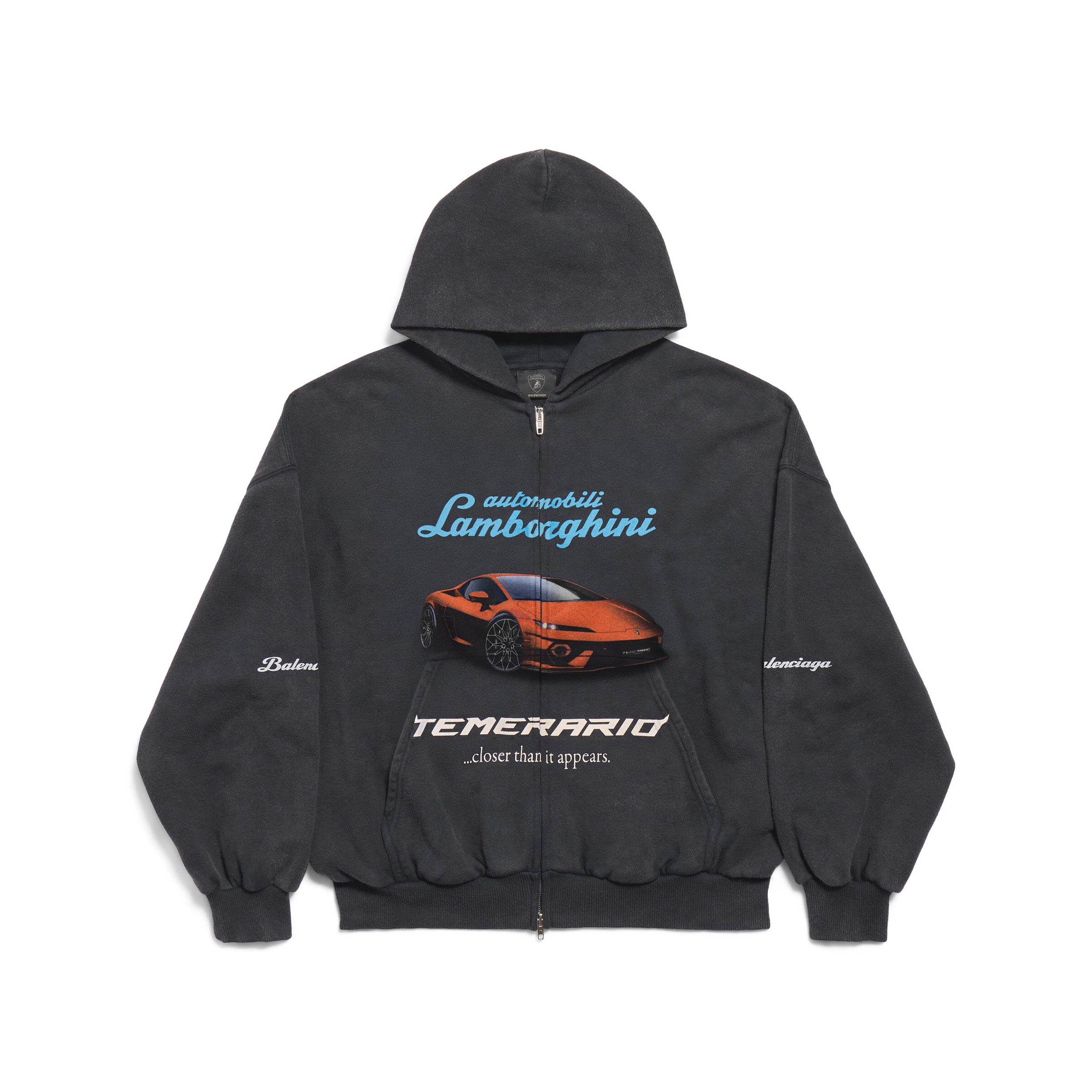 Balenciaga Automobili Lamborghini Hoodie Men's Spring/Autumn Solid Color Classic Printed Zipper Sweatshirt Pullover Hoodie#78122