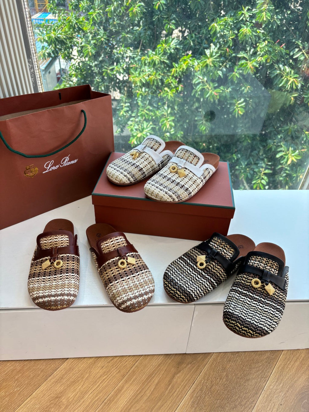 Loro Piana Women's Spring/fall Fashion Casual Leather Breathable Woven Round Toe Slippers Birkenstock Slippers Shoes #78383