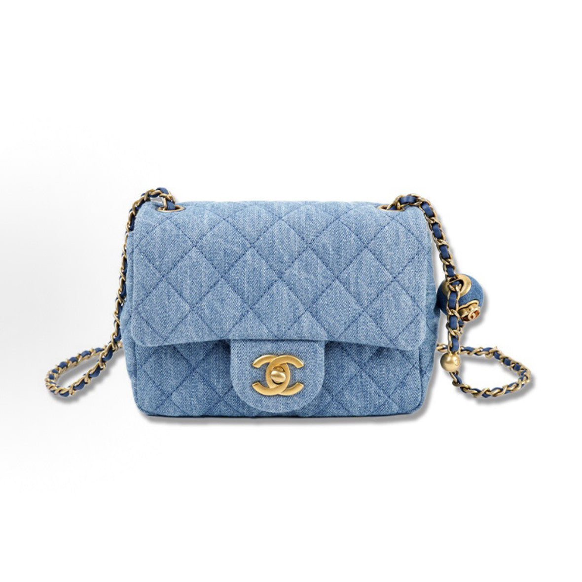 Chanel Women's Adjustable Shoulder Strap Diamond Pattern Gold Buckle Chain Gold Ball Solid Color Leather Crossbody Shoulder Bag Bags #76352
