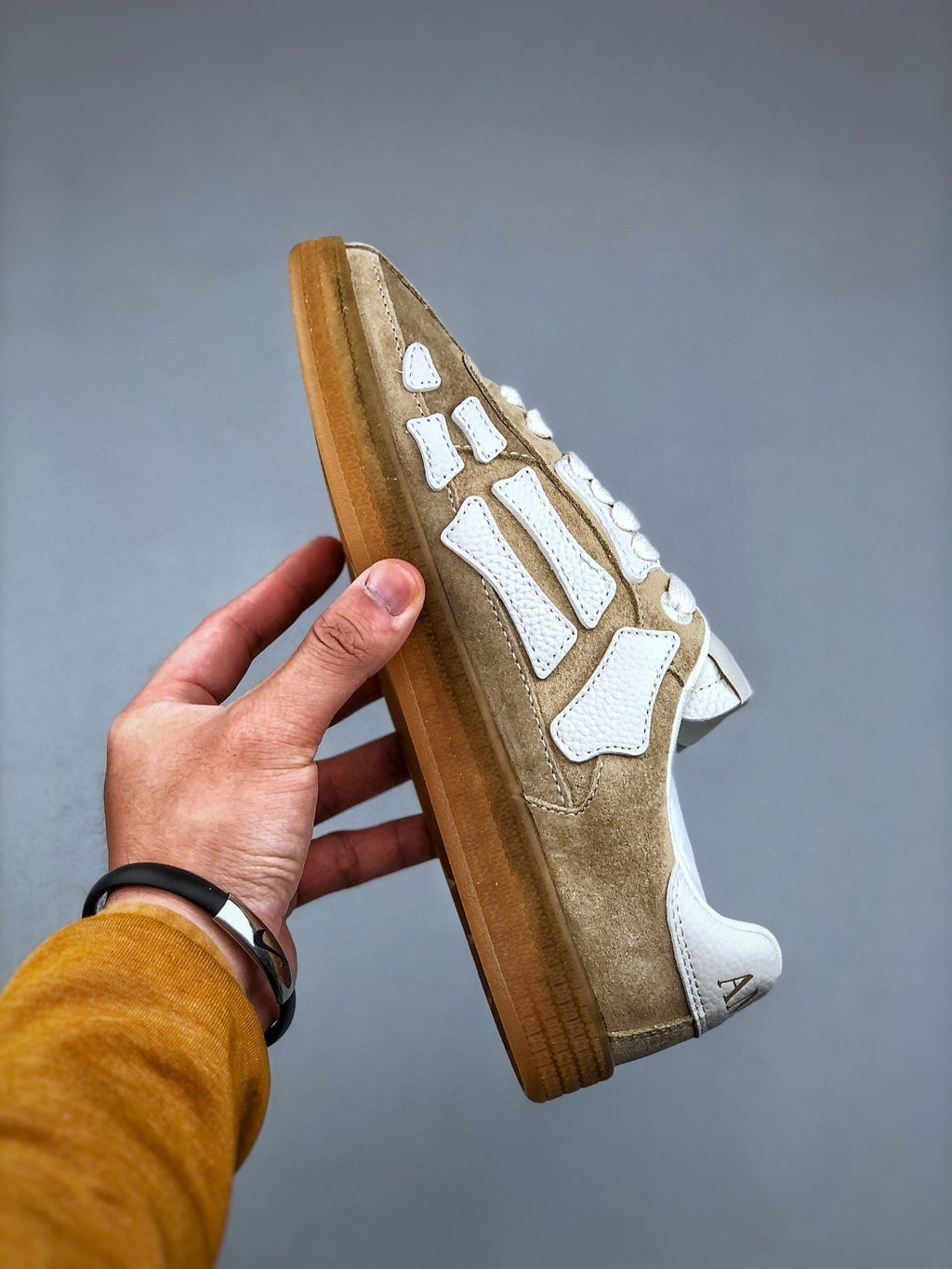 Amiri Pacific Bones Men's Women's High Street Suede Couple Sneakers Bone Woven Pattern Fashion Trend Casual Shoes #81611