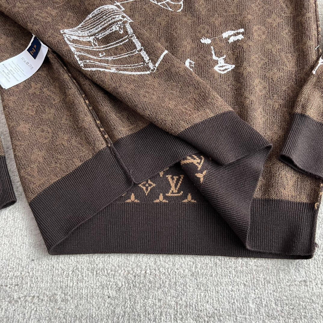 Louis Vuitton Embroidered Pattern Crew Neck Sweater Pullover #96167