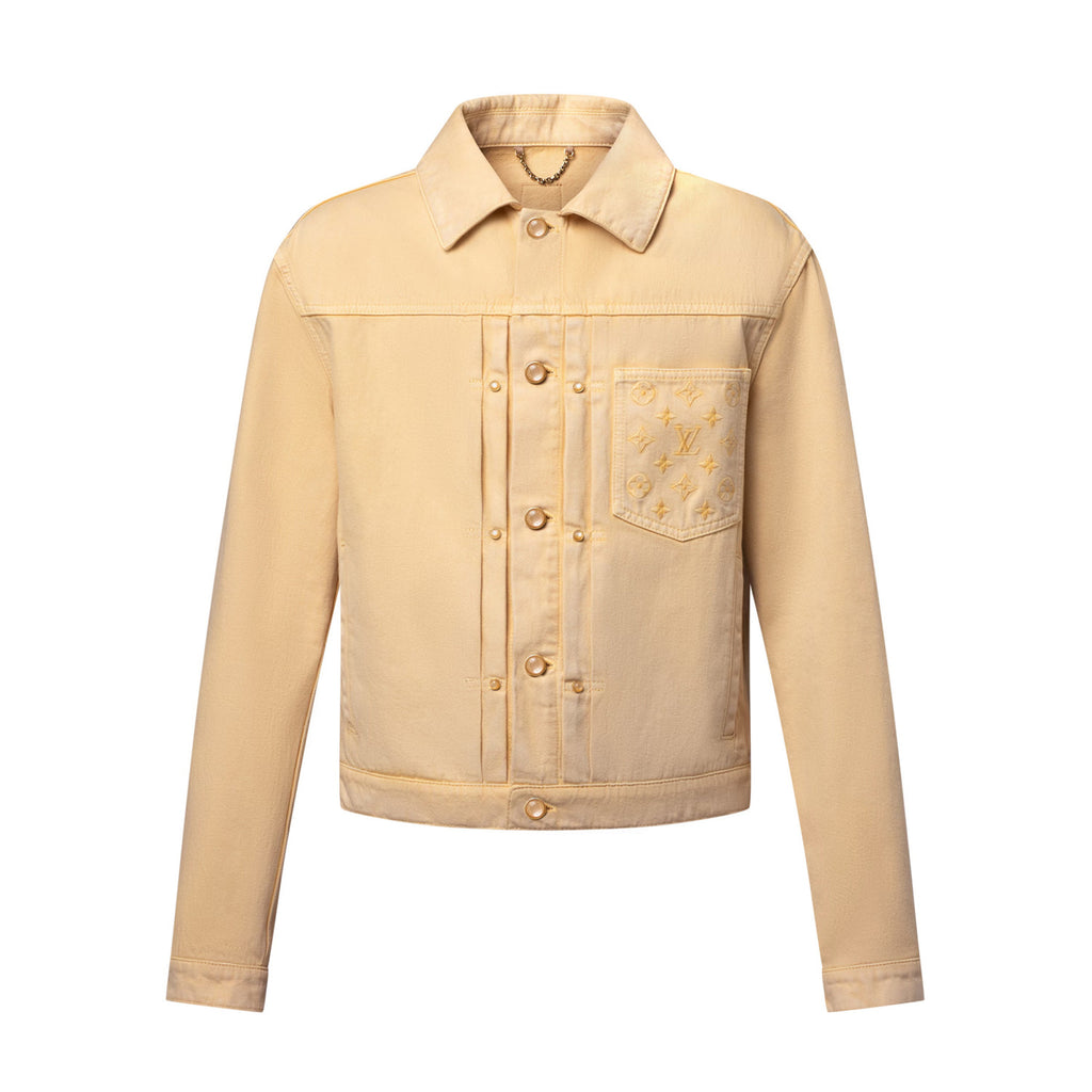 Louis Vuitton TYPE II Men's Spring/Autumn Solid Colour Embroidered Letter Print Pocket Single-Breasted Long-Sleeved Denim Jacket and Casual Denim Trousers Pants Set Suit #77715