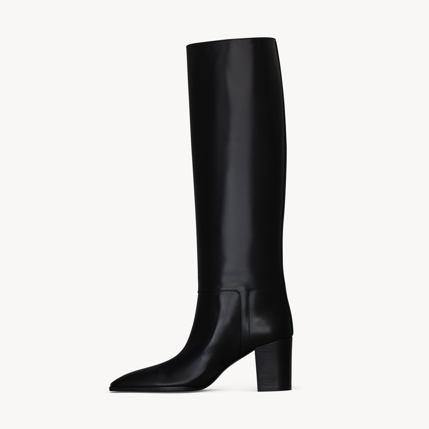 Saint Laurent JULIA Women's Fall/Winter Solid Color Fashion Classic Leather Knee-High Boots. Chunky Heel Shoes Heel Height 7cm Boot Shoes #79217