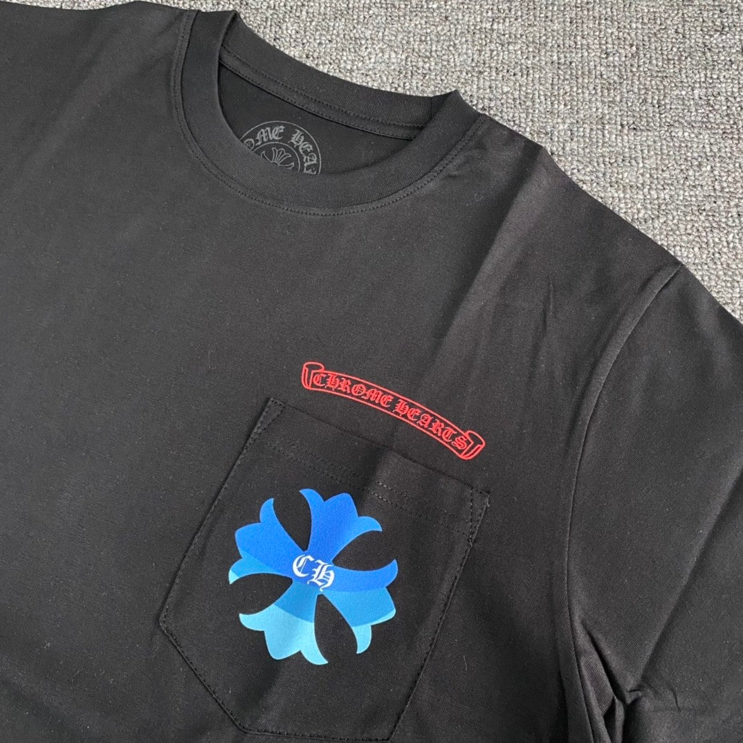 Chrome Hearts Men's Summer Gradient Cross Print Round Neck Cotton Short Sleeve T-Shirt #76814