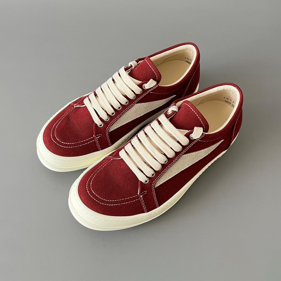 Rick Owens DRKSHDW Men's And Women's Spring/Summer Fashion Casual Round Toe Lace Up Low Top Twill Canvas Shoes #78281