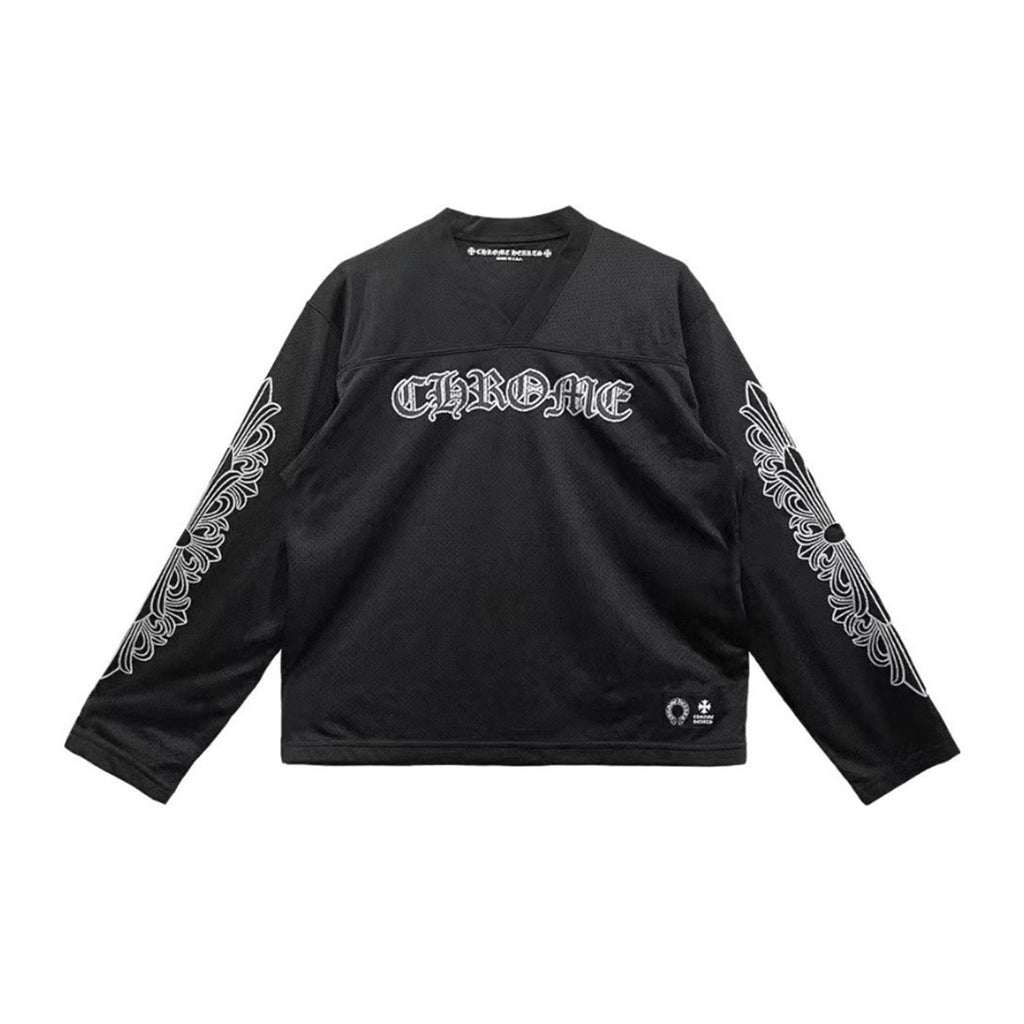 Chrome Hearts Men's Women's Hockey Jerseys Collection Silver Plated Short Sleeve Long Sleeve Black T-Shirt #98519