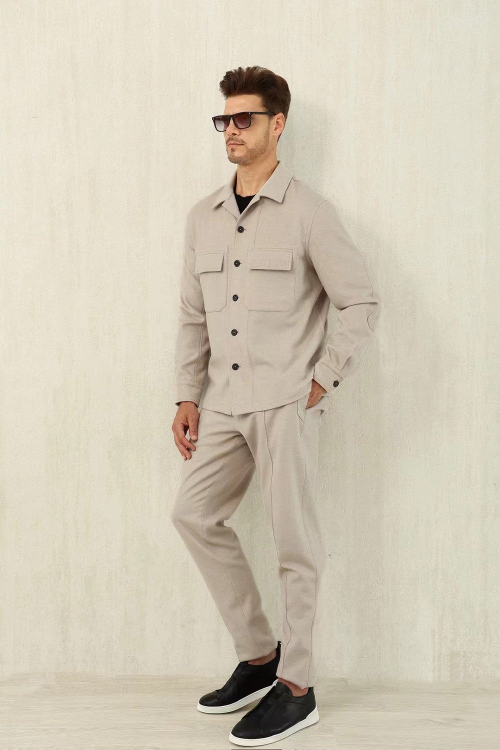 Ermenegildo Zegna Men's Fall/Winter Wool Blend Solid Color Mid-Rise Casual Straight-Leg Drawstring Sweatpants Ngvp #2517