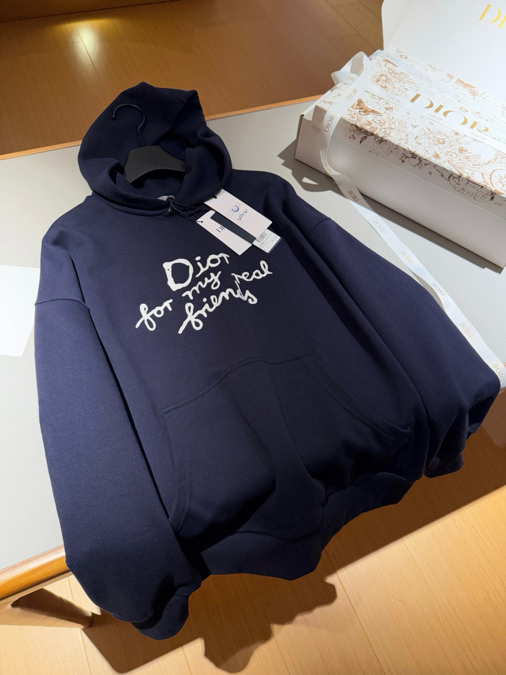Dior Men's Spring and Autumn Solid Color Logo Letter Printed Hooded Loose Long Sleeve Sweatshirt #75496