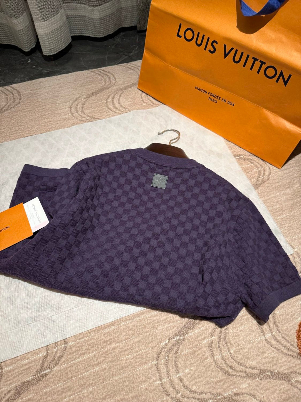 Louis Vuitton Damier Jacquard Short-Sleeved Crewneck #337091