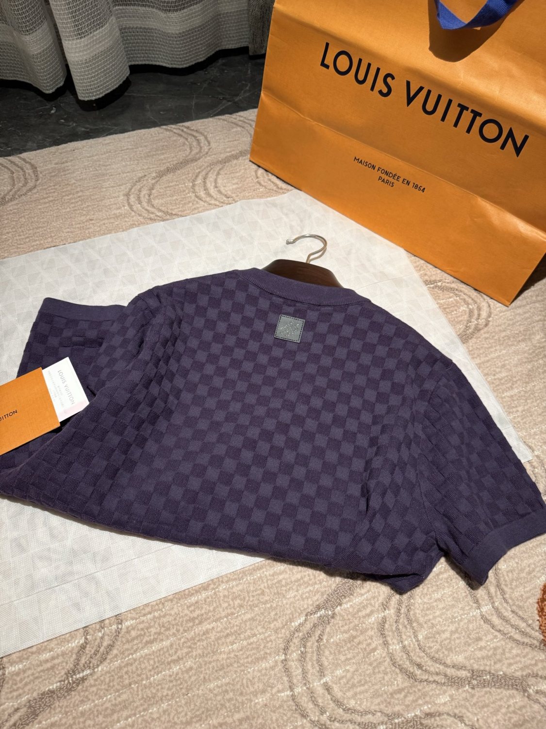 Louis Vuitton Damier Jacquard Short-Sleeved Crewneck #337091
