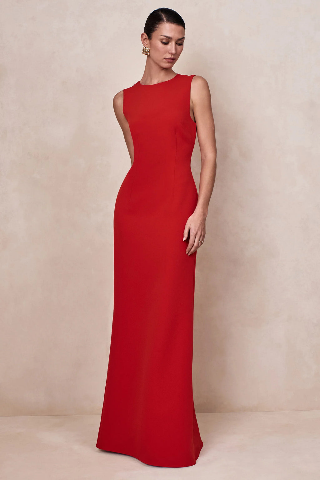 Astrelle | Red High-Neck Maxi Dress