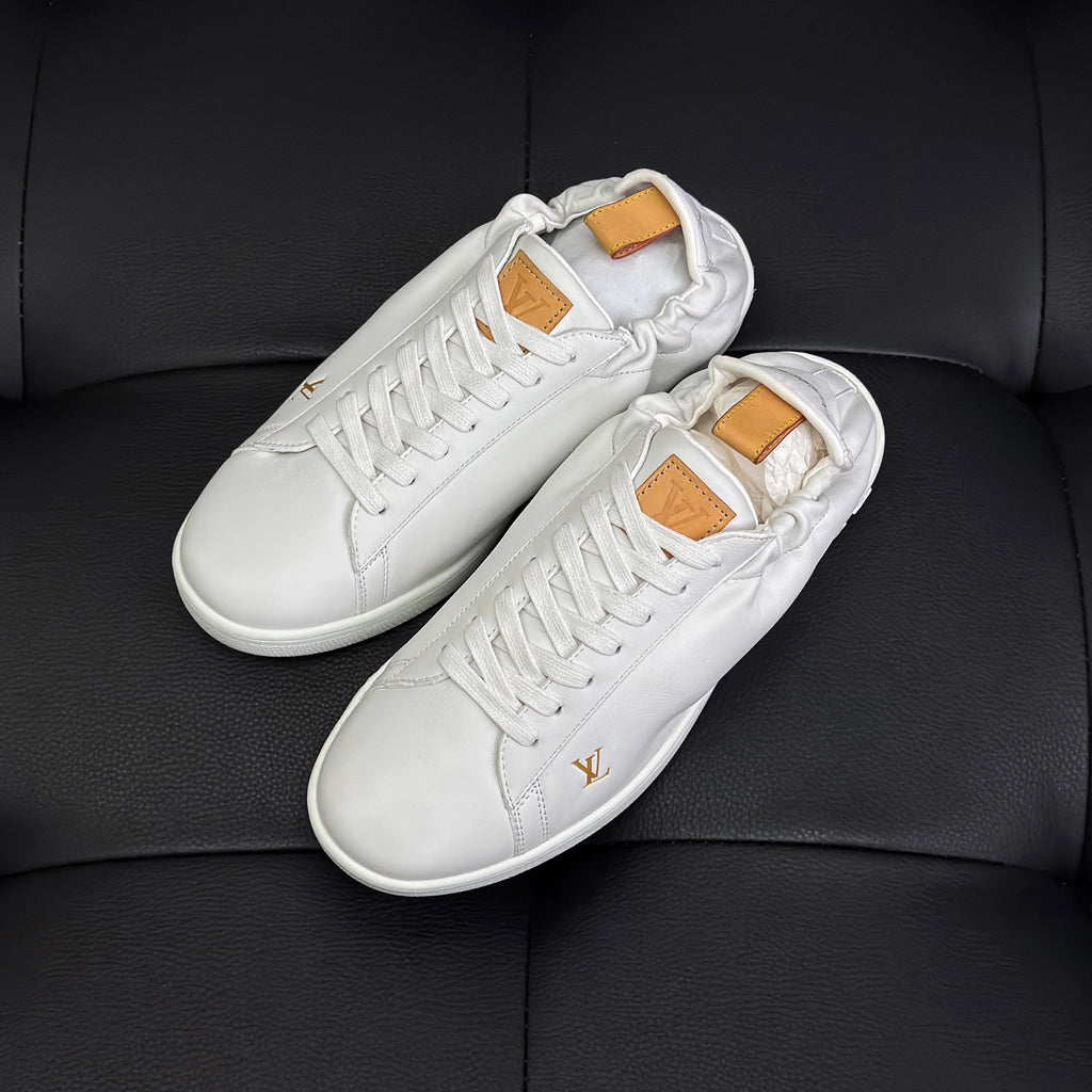 Louis Vuitton LV SOFT Men's And  Women's Spring/Fall Fashion Casual Round Toe Lace Up Solid Color Low Top Leather Mesh Fabric Sneakers Shoes #78696