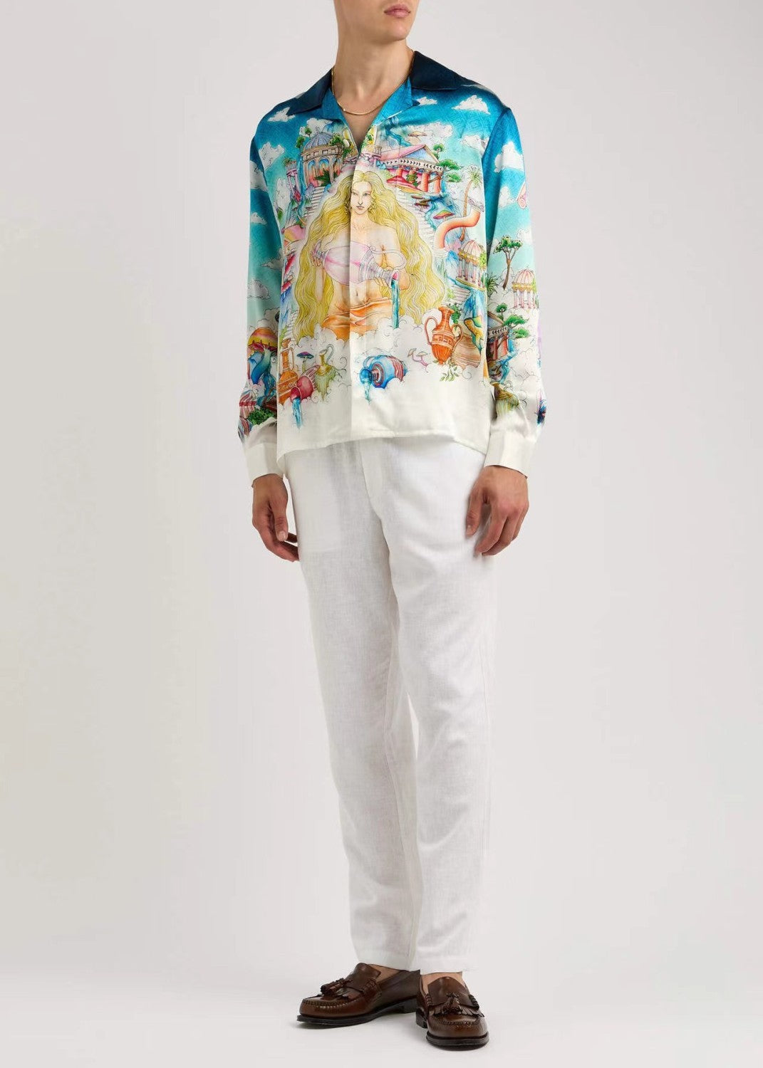 Casablanca Men's Spring And Autumn Patterned Printed Single Breasted Fitted Silk Long Sleeve Shirt #71397