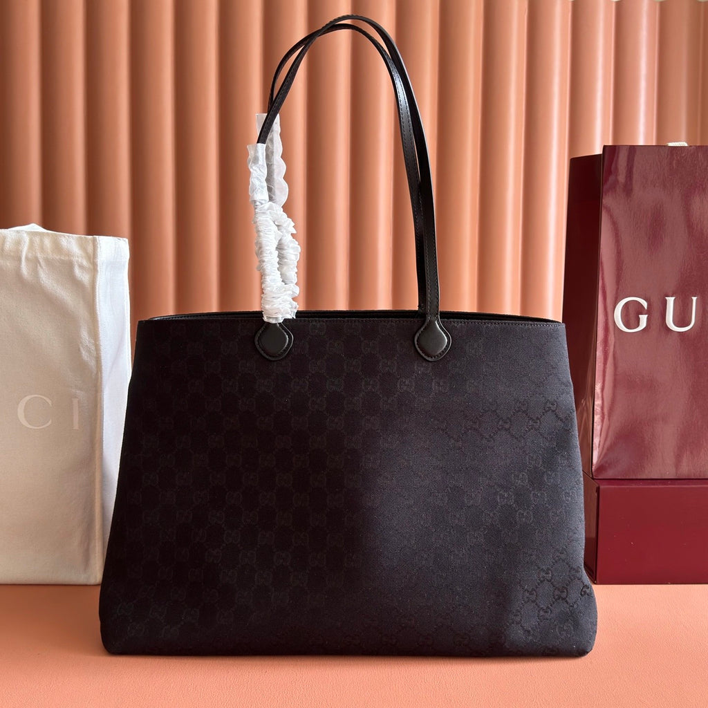 Gucci NY Limited Edition Large Tote Bag Gucci Core Runway Show Black GG Canvas Bags A00B4RFAGNG1000 #197404
