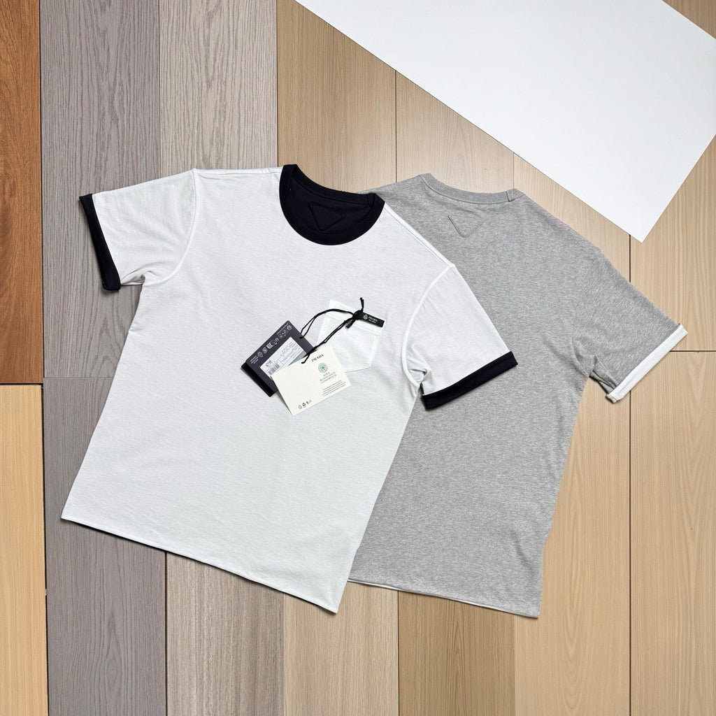 Prada White navy Blue Reversible Cotton T-shirt #336788