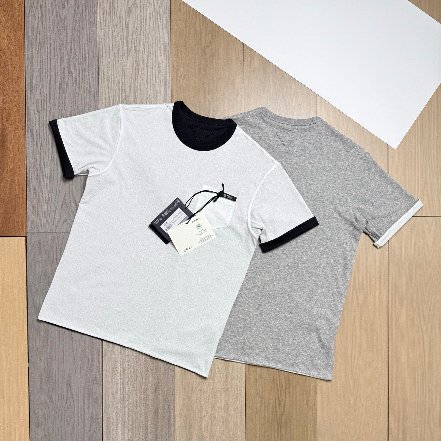 Prada White navy Blue Reversible Cotton T-shirt #336788