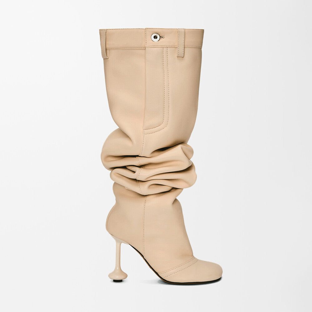 Loewe Women's Over-the-Knee Boots Solid-Color Leather Extra-Long Leg Boots Casual Shoes 10cm Heel Height #81718