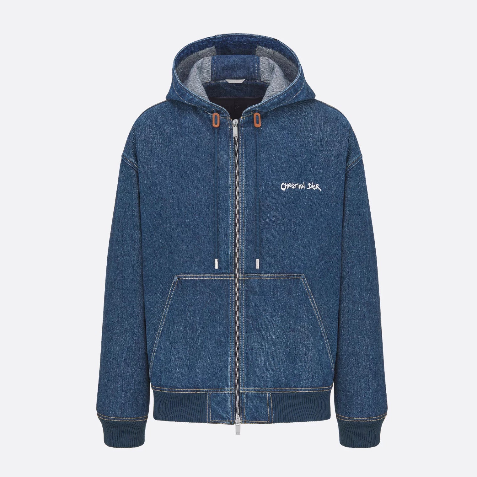 Dior Men's Spring And Fall Navy Blue Letter Print Zipper Hooded Long Sleeve Jacket #73271