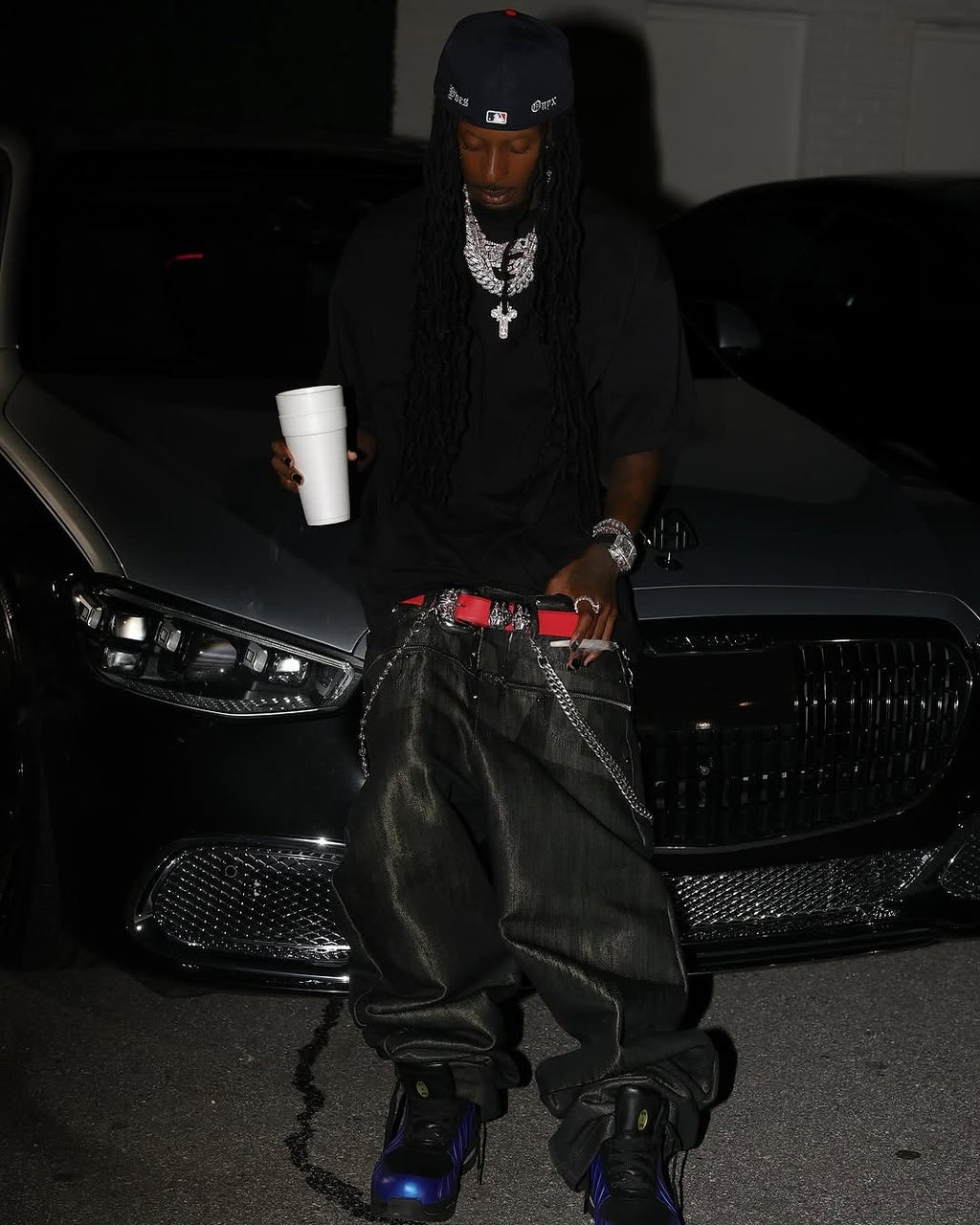 Opium Yvl Style Playboicarti Same Silky Brush Wax Zipper Dark Denim Pants Zipper High Street Vintage Pants Spring Summer Ngvp #1747