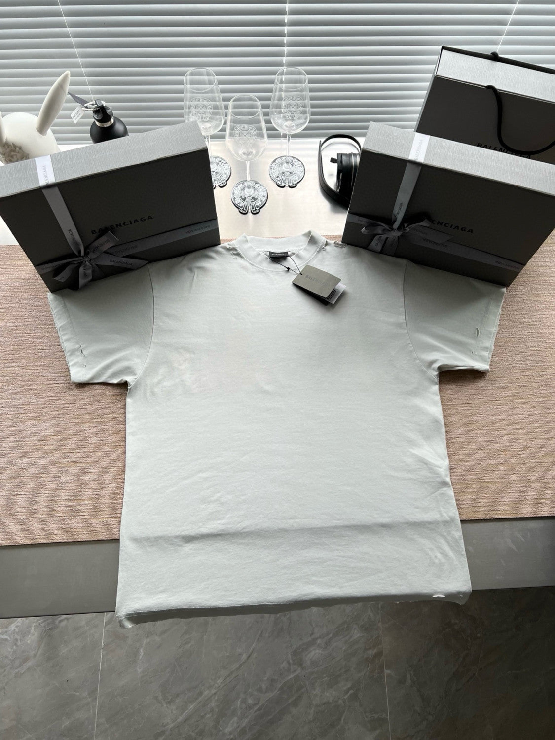 Balenciaga Men's Summer Solid Color Tape Letter Print Round Neck Cotton Short Sleeve T-Shirt #77438