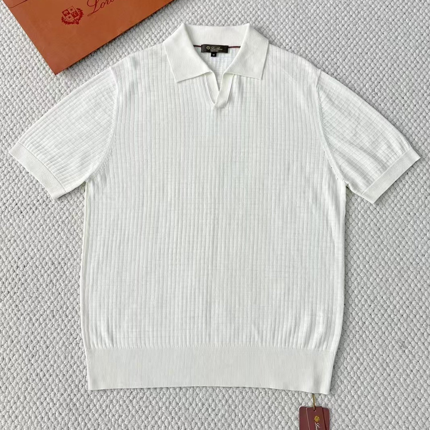 Loro Piana Men's Summer Refreshing Thin Knitted Lapel Short-sleeved Top Multicoloured Fashion Comfortable Temperament T-shirt Ngvp #9956