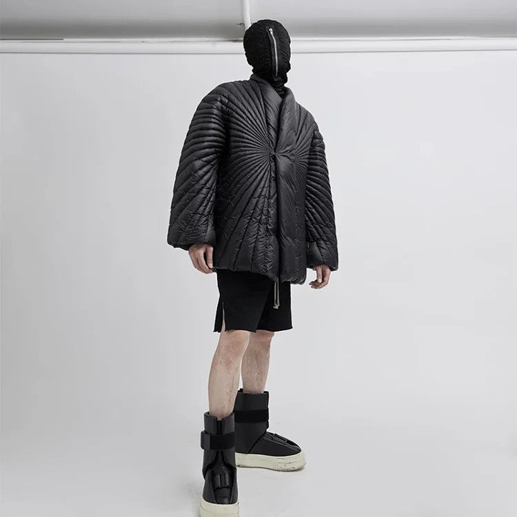 Rick Owens X Moncler Men's Women's Fall And Winter Rays Striped Down Jacket Fashion High Street Design Premium Unique Jacket Ngvp #2497
