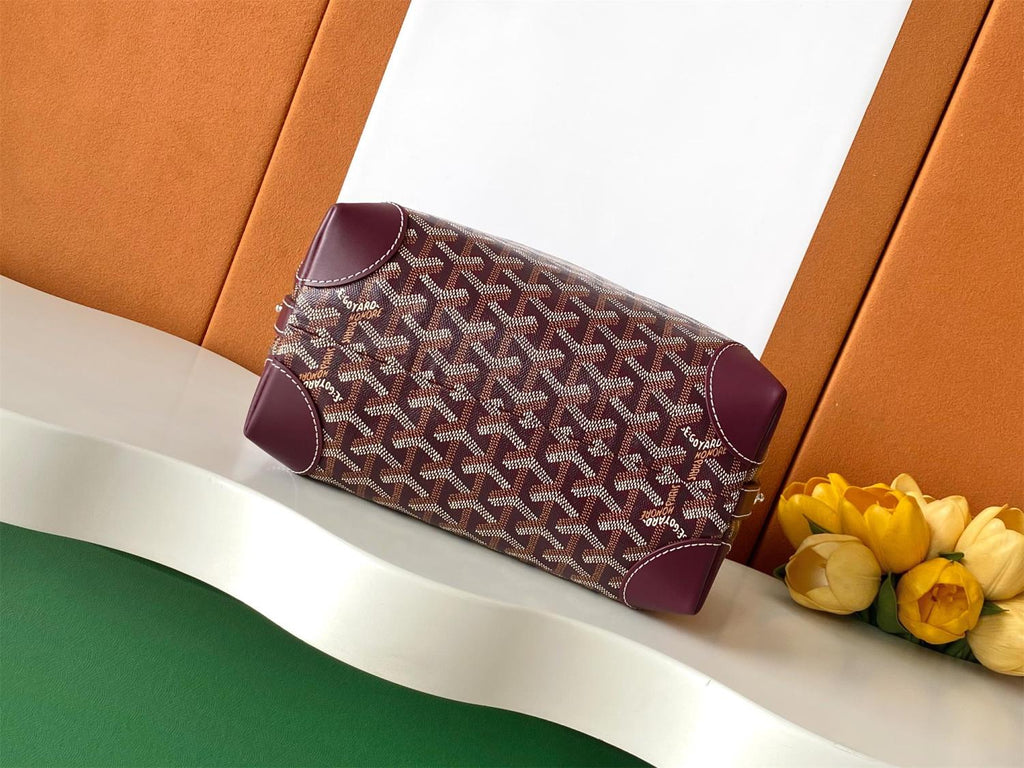 GOYARD Men's and Women's Solid Color Printed Zipper Leather Handbag Storage Bag Bags #77775
