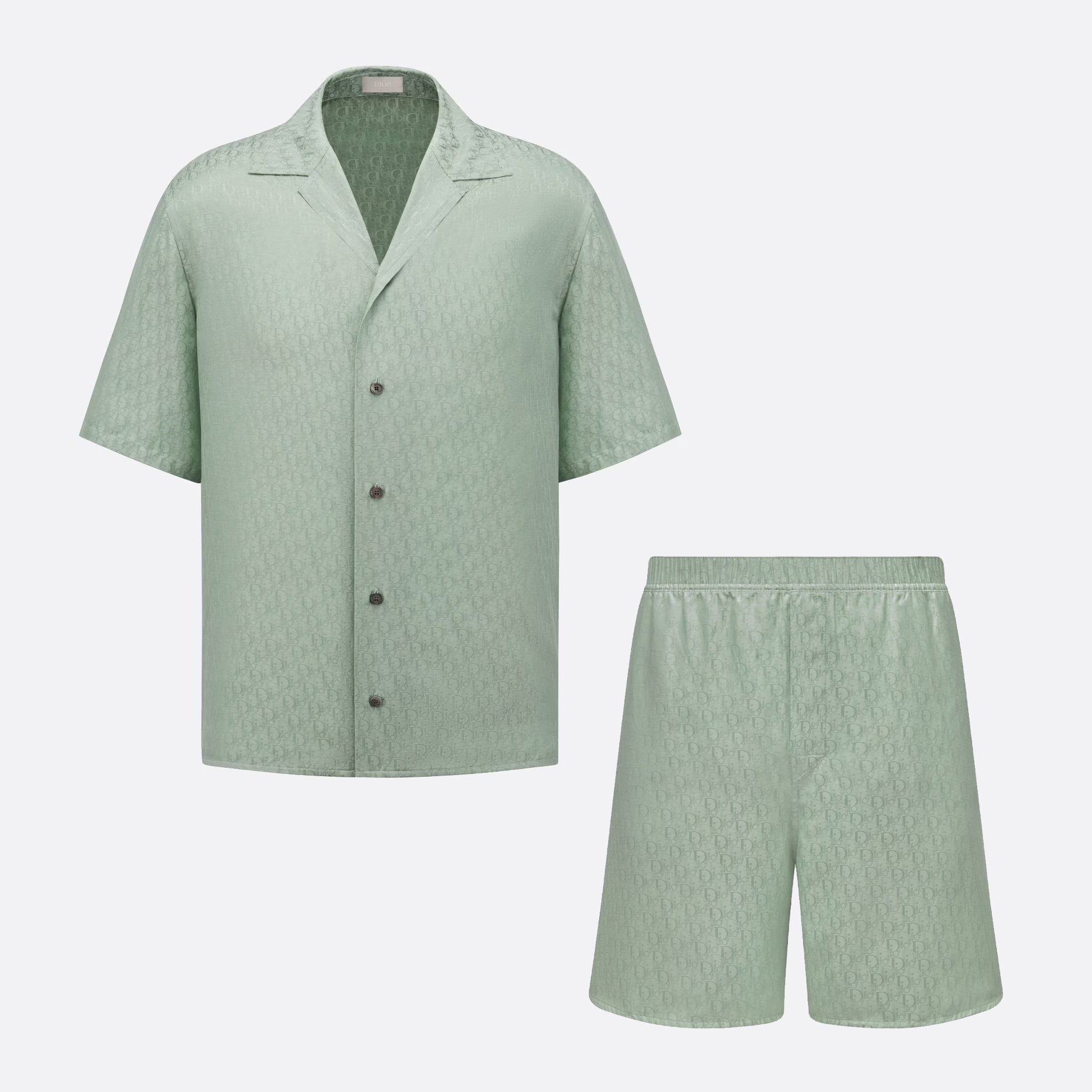 Dior Men's Summer Solid Color Letter Printed V-Neck Single Breasted Short Sleeve Shirt Elastic Waist Shorts Pants Set Suit #99769