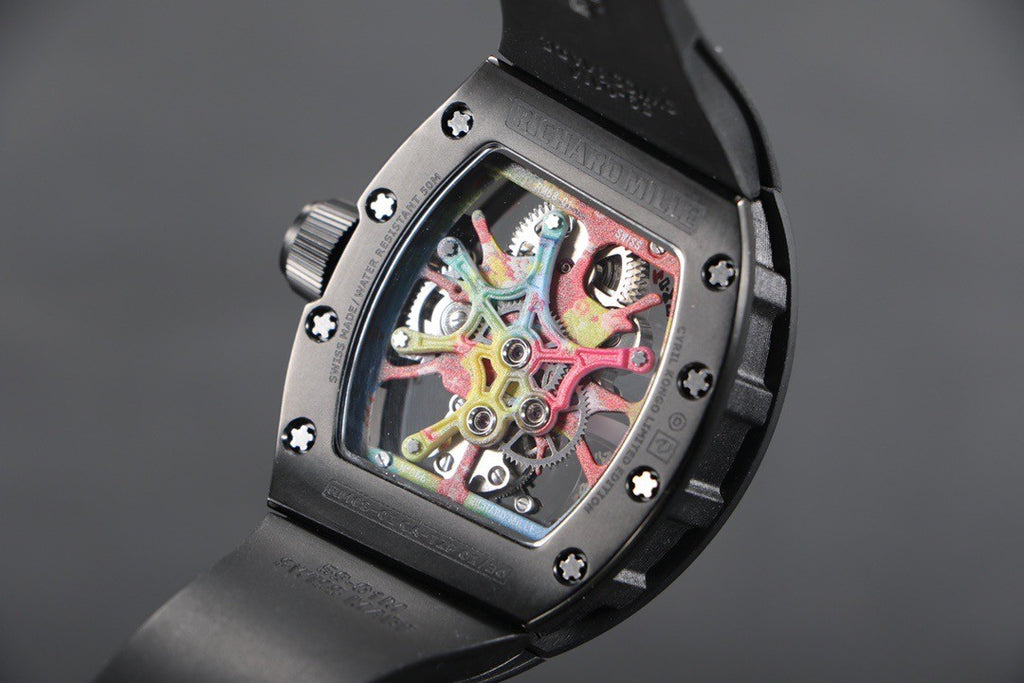 Richard Mille RM 68-01 Men's Color Dial Manual Mechanical Movement Rubber Strap Black Watch #75679
