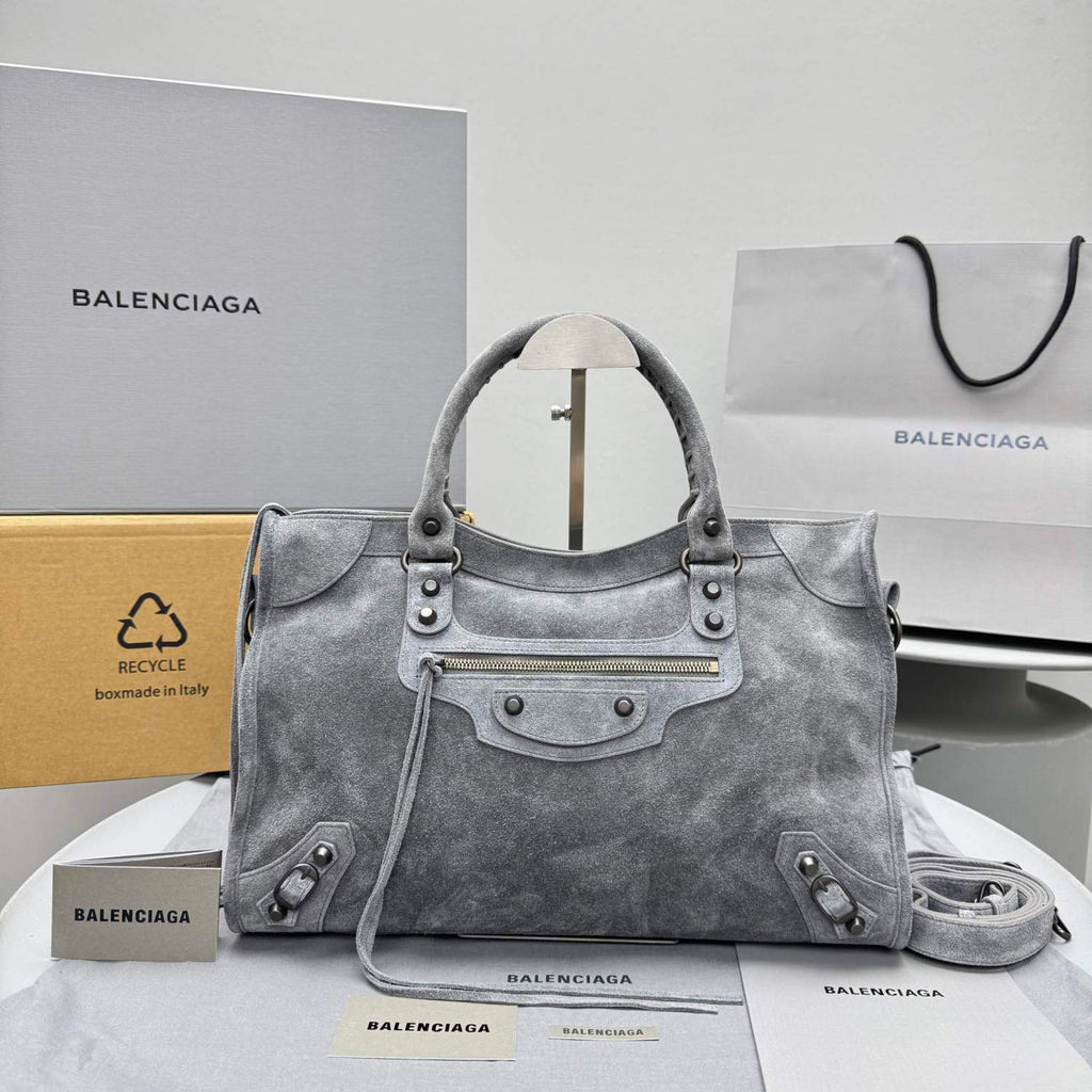 Balenciaga LE CITY Medium Handbag Women's Fashion Luxury Solid-Colour Suede Tote Bag Crossbody Bag Bags 8230582AB2A1143 Ngvp #2434