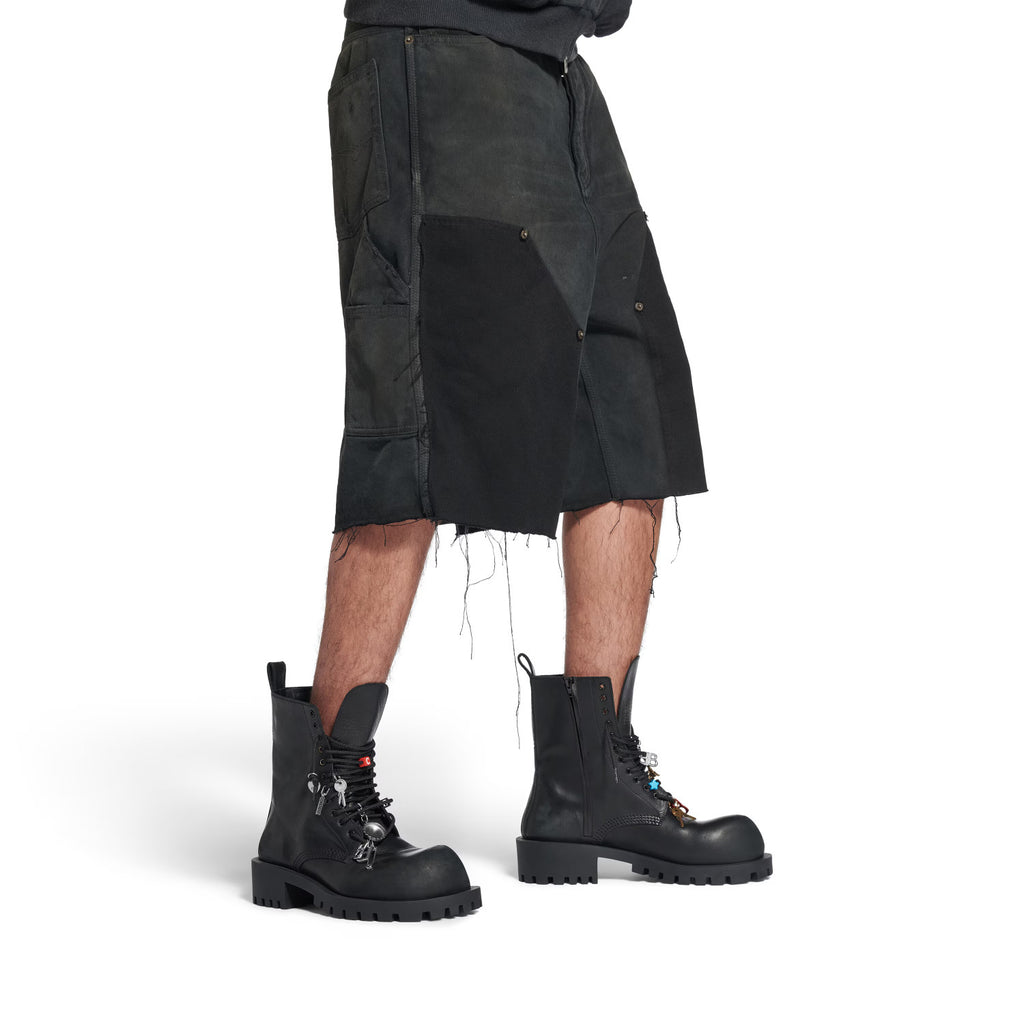 Balenciaga Men's Hummer Lace-up Bootie In Black Lace-up Leather Shoes Ankle Boots With Large Pendant Fashionable And Trendy Casual Thick-soled Short Boots Ngvp #2244