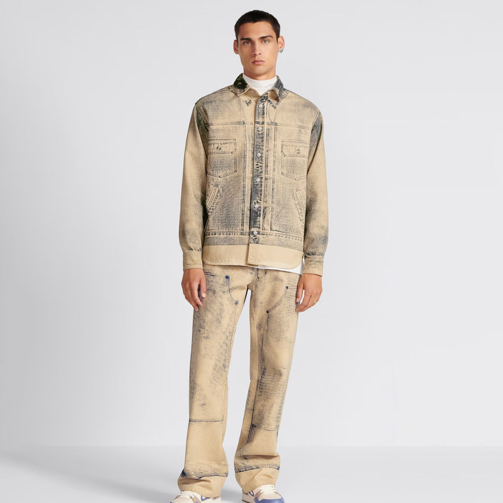 Dior Men's Spring And Autumn Worn Lapel Button Cotton Long Sleeve Fit MKII-EFFECT Mkii-Effect Overshirt Printed Multi Pocket Pants Ngvp #7541