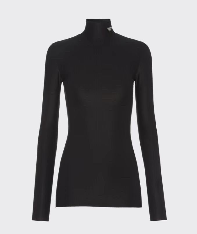 Prada Men's Women's Plain Knit Stand Collar Sweater Solid Colour Logo Fashion Casual Long Sleeve Pullover Sweater Top  #71854