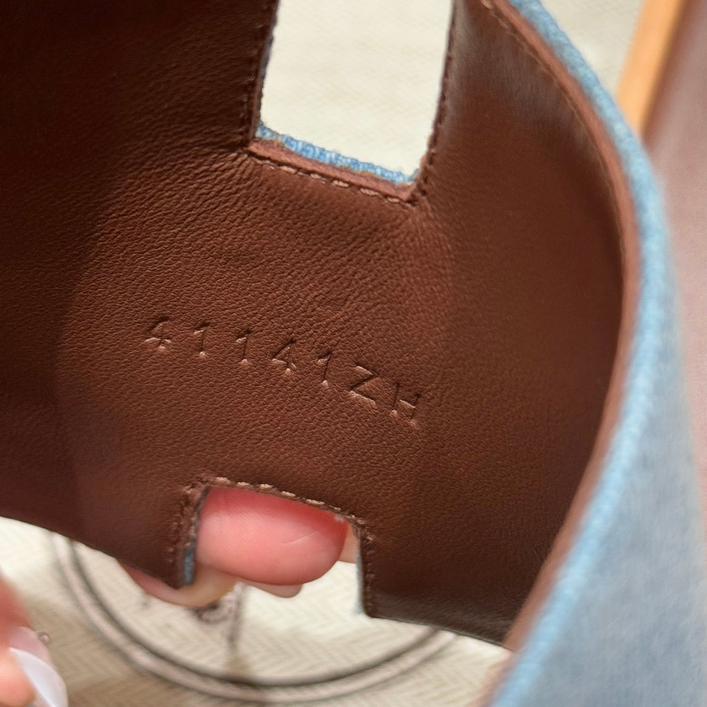 Hermes  Men's Summer Izmir Sandals Embroidered Leather Cowboy Round Toe Flat Casual Slippers Shoes #81317