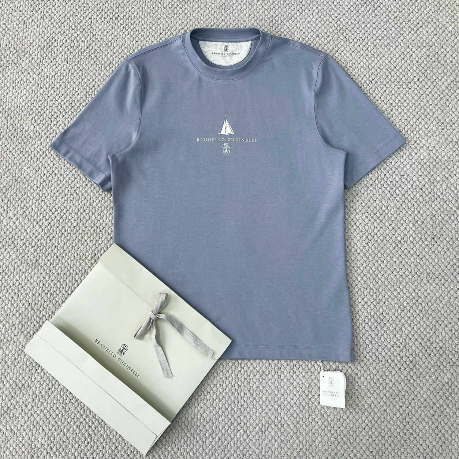 Brunello Cucinelli Men's Printed Letter Label Cotton Sweatshirt Solid Colour Fashion Comfortable Casual Round Neck T-shirt Ngvp #77278