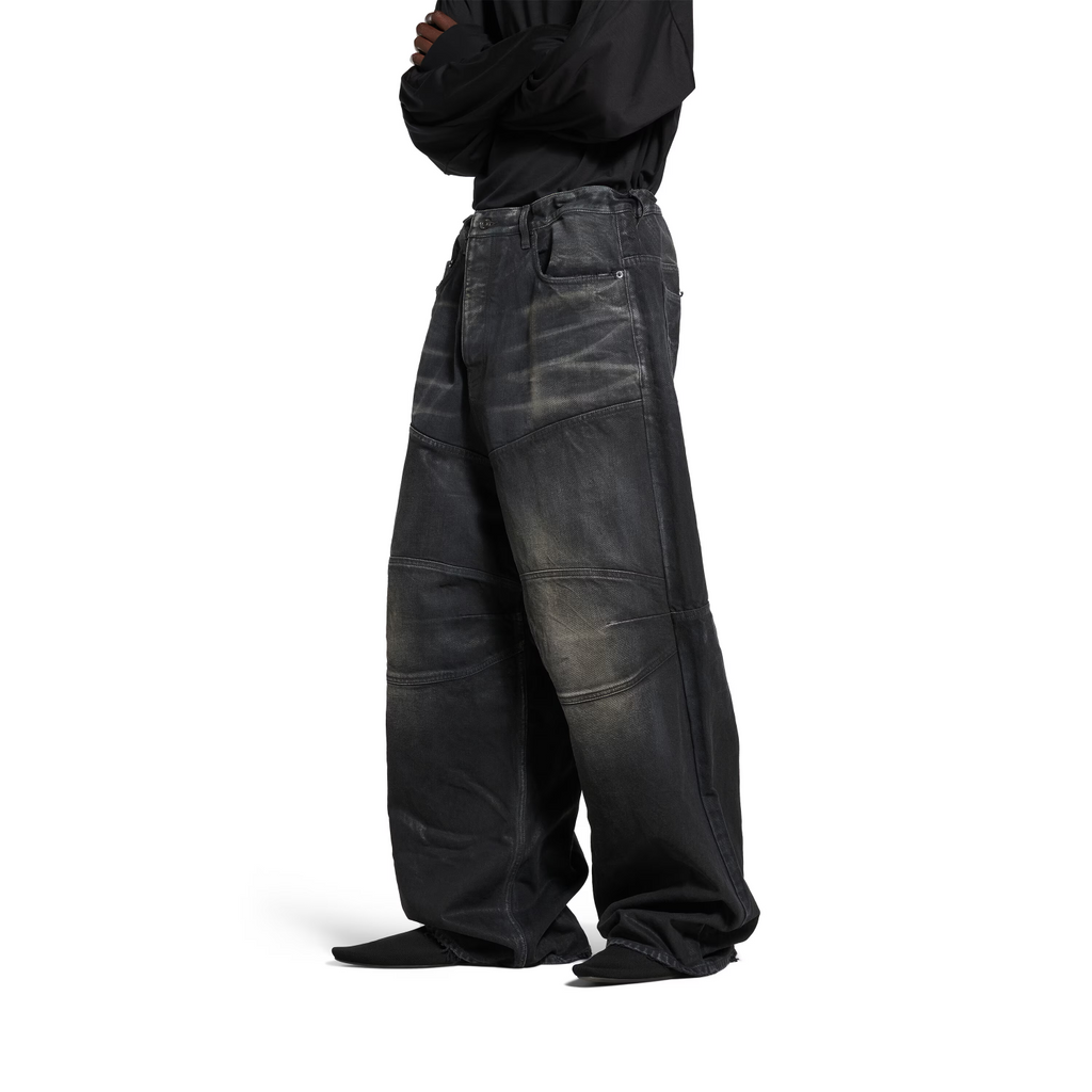 Balenciaga Men's Drawstring Loose Jeans Four Seasons Cotton Solid Color Casual Pants Ngvp #1513