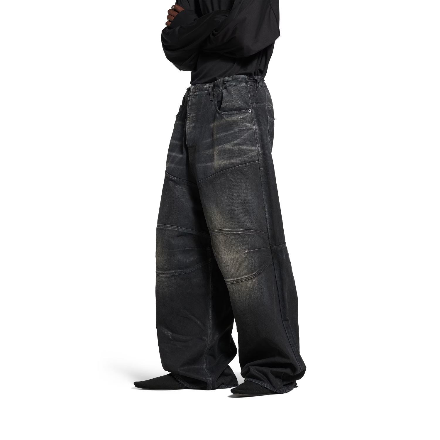 Balenciaga Men's Drawstring Loose Jeans Four Seasons Cotton Solid Color Casual Pants Ngvp #1513