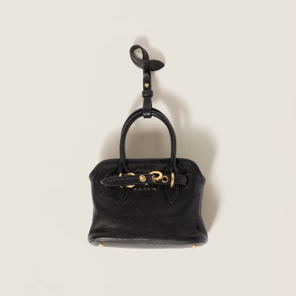 MiuMiu Women's Mini Aventure Leather Bag Jewelry Embossed Logo Zipper Closure Casual Tote Bag Bags #71932