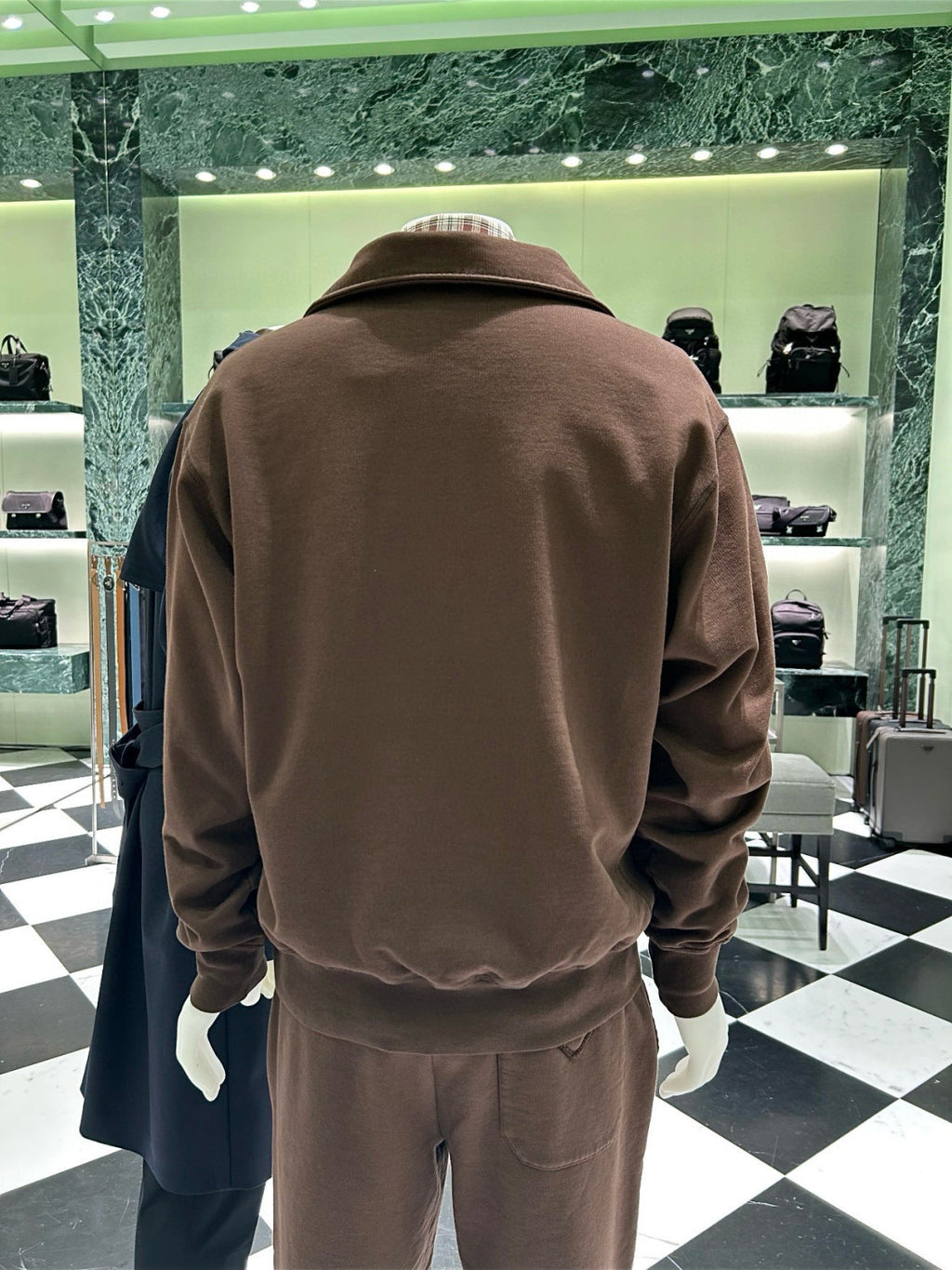 Prada Men's And Women's Spring/fall Fashion Casual Solid Color Collared Half Zip Logo Polo Shirt Pullover Long Sleeve Sweatshirt #79262