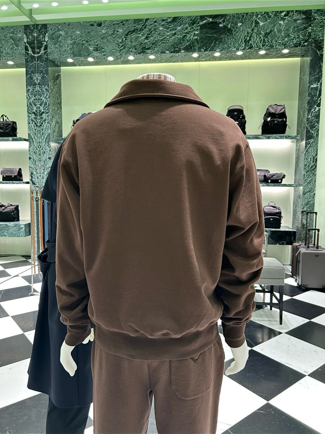 Prada Men's And Women's Spring/fall Fashion Casual Solid Color Collared Half Zip Logo Polo Shirt Pullover Long Sleeve Sweatshirt #79262