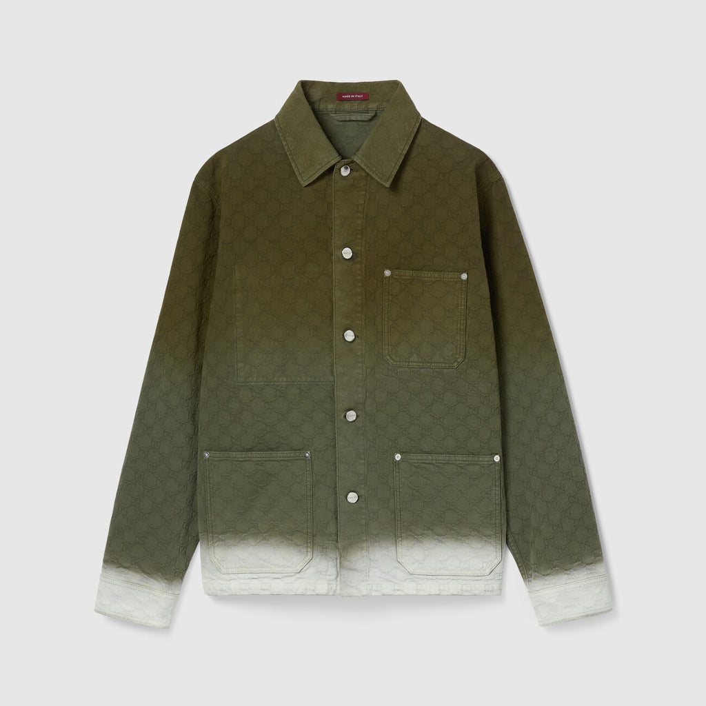 Gucci Men's Summer Fashion Casual Collared Single-Button Long Sleeve Shirt with Double G Jacquard Pattern. Paired with Casual Single Button Shorts Suit Set #78678