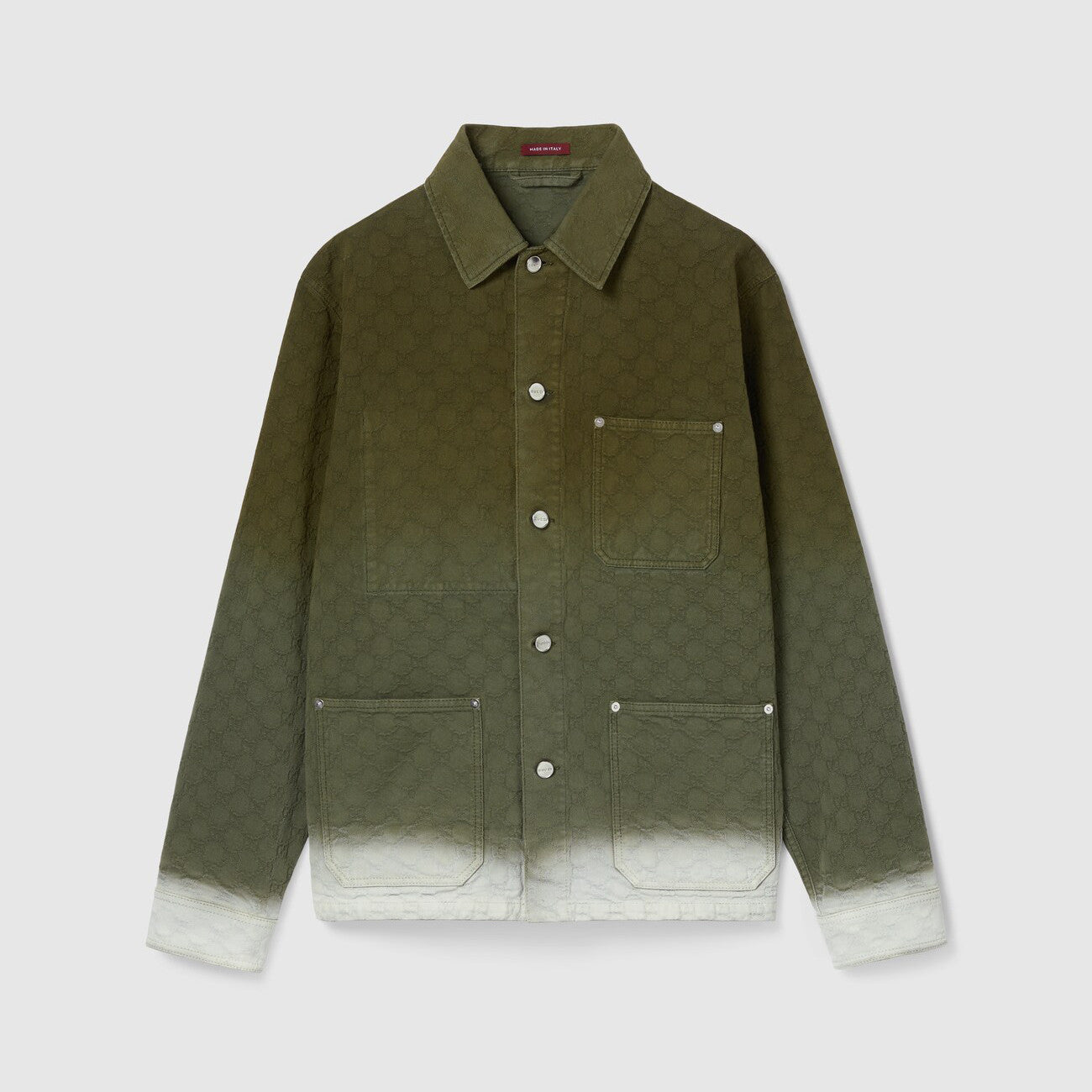 Gucci Men's Summer Fashion Casual Collared Single-Button Long Sleeve Shirt with Double G Jacquard Pattern. Paired with Casual Single Button Shorts Suit Set #78678