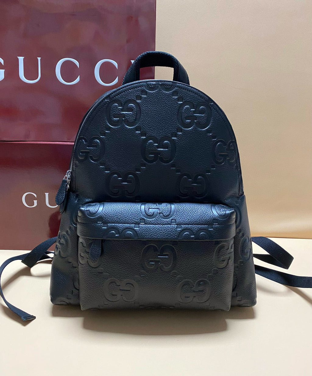 Gucci Men's Solid Color Adjustable Shoulder Strap Zipper Closure Leather Shoulder Bag Backpacks Bags #75788