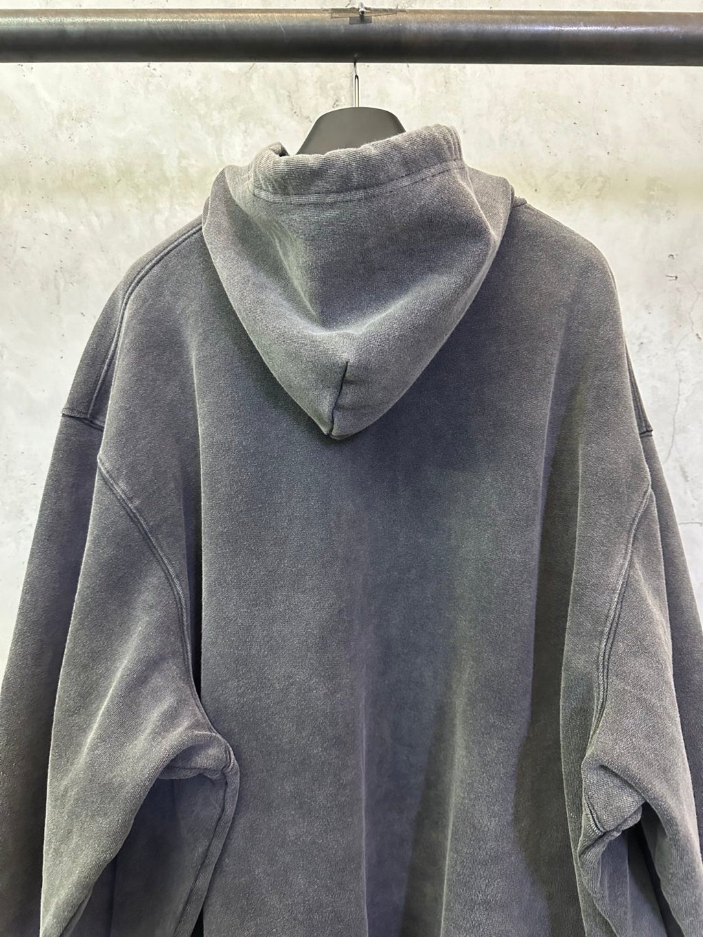 Balenciaga Men's Washed Crayon Loop Oversized Hoodie in Washed Black White #336853