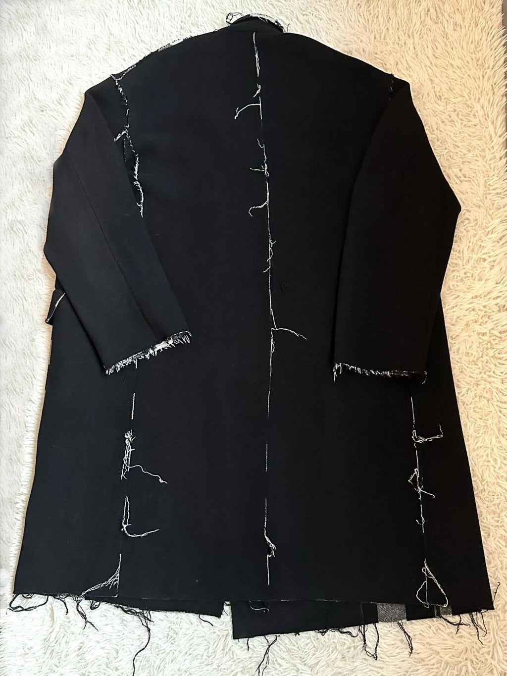 Balenciaga Men's Women's Spring. Autumn And Winter Splicing Raw Edge Lapel Double Breasted Solid Color Straight Coat Jacket Ngvp #1697