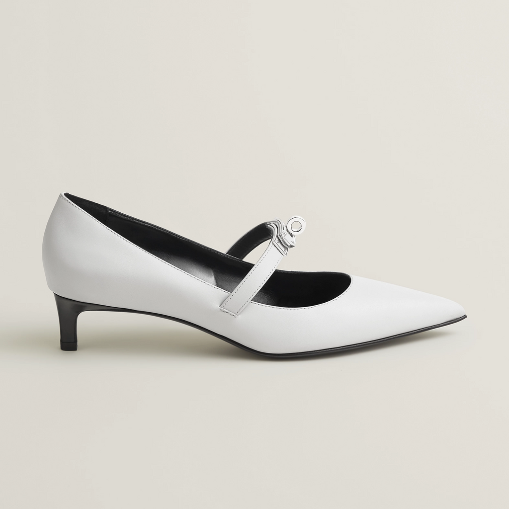 Hermes Women's Kiara 40 Pump Four Seasons Solid Color Pointy Toe Leather Stiletto High Heels Casual Shoes #81322