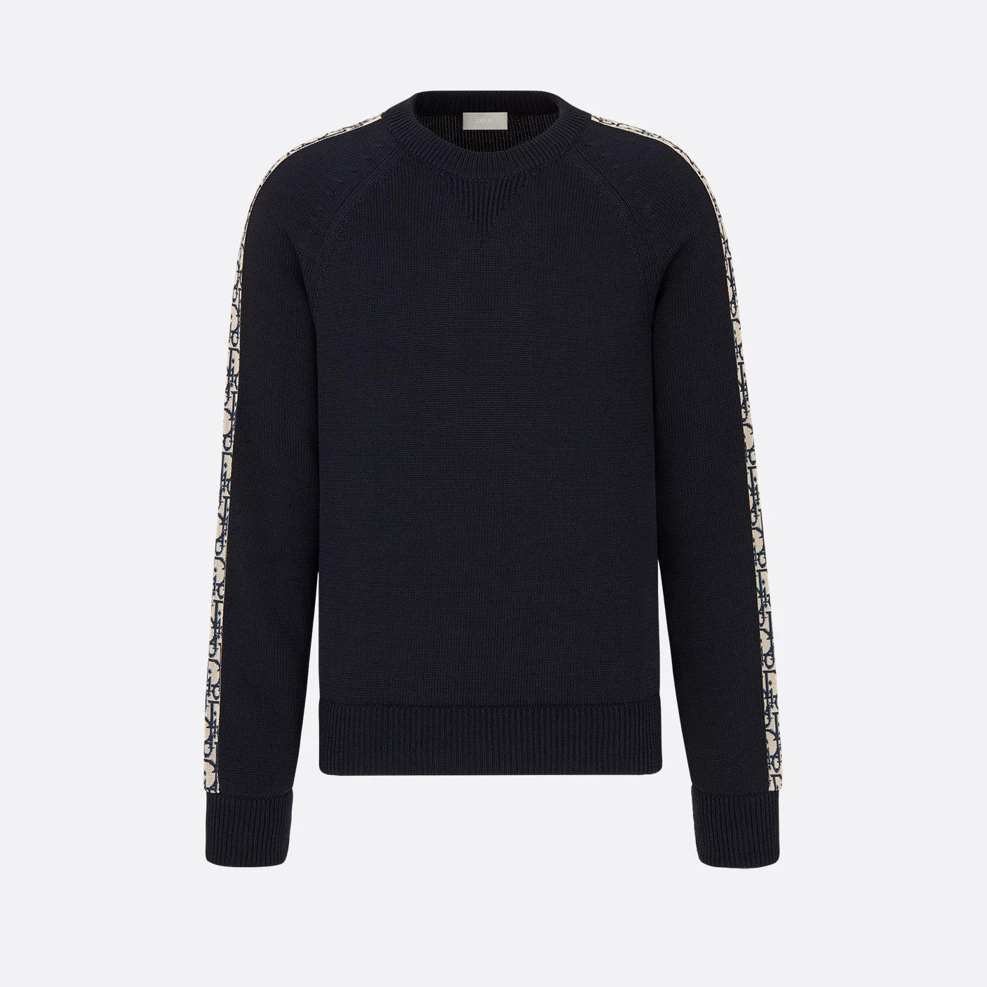 Dior Men's and Women's Fall/Winter Crewneck Pullover Oblique Print Patchwork Floral Weave Ribbed Knit Pullover Sweater #79479