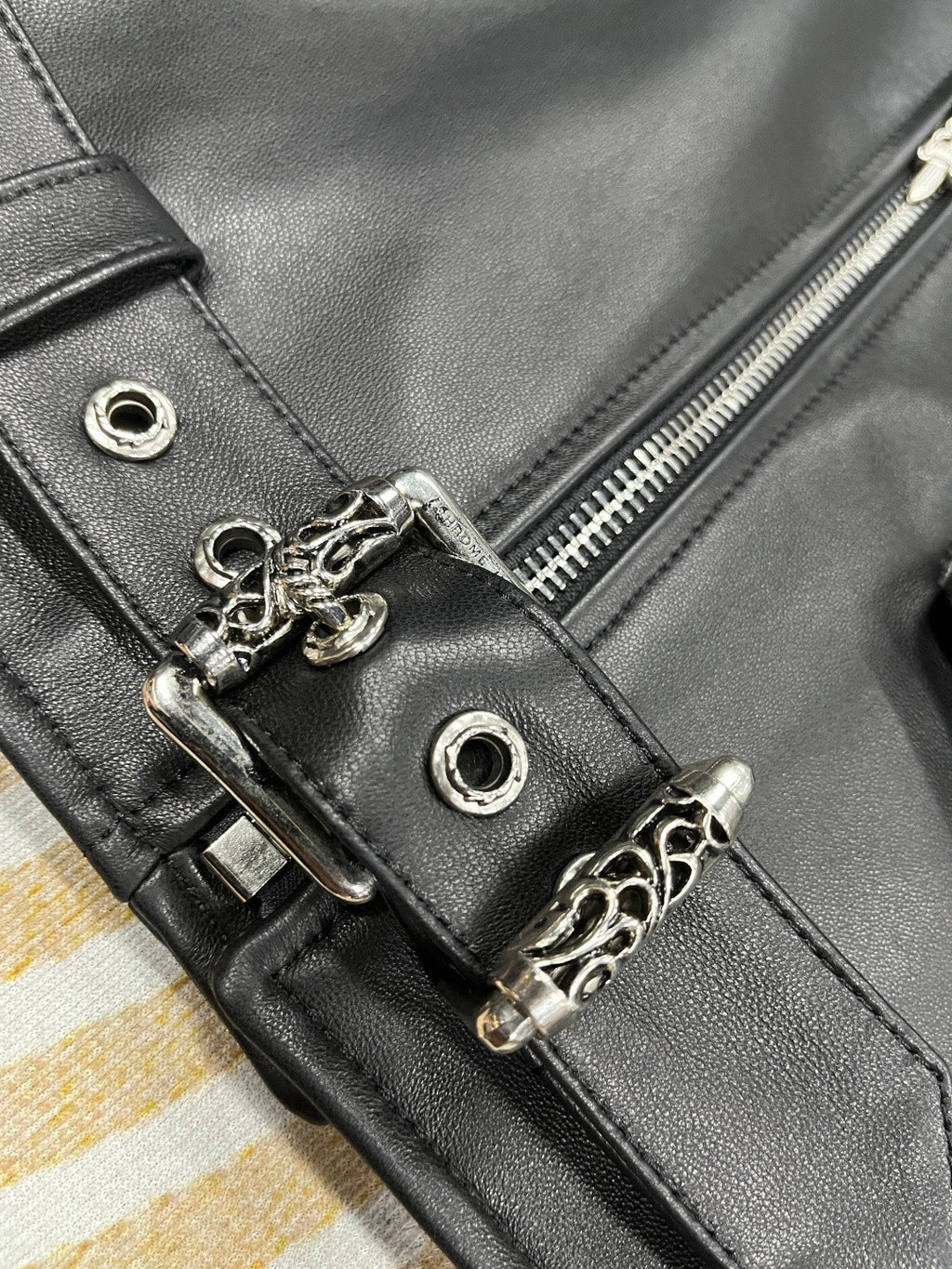 Chrome Hearts 25FW Punk Motorcycle Leather Style Short Vest #333459