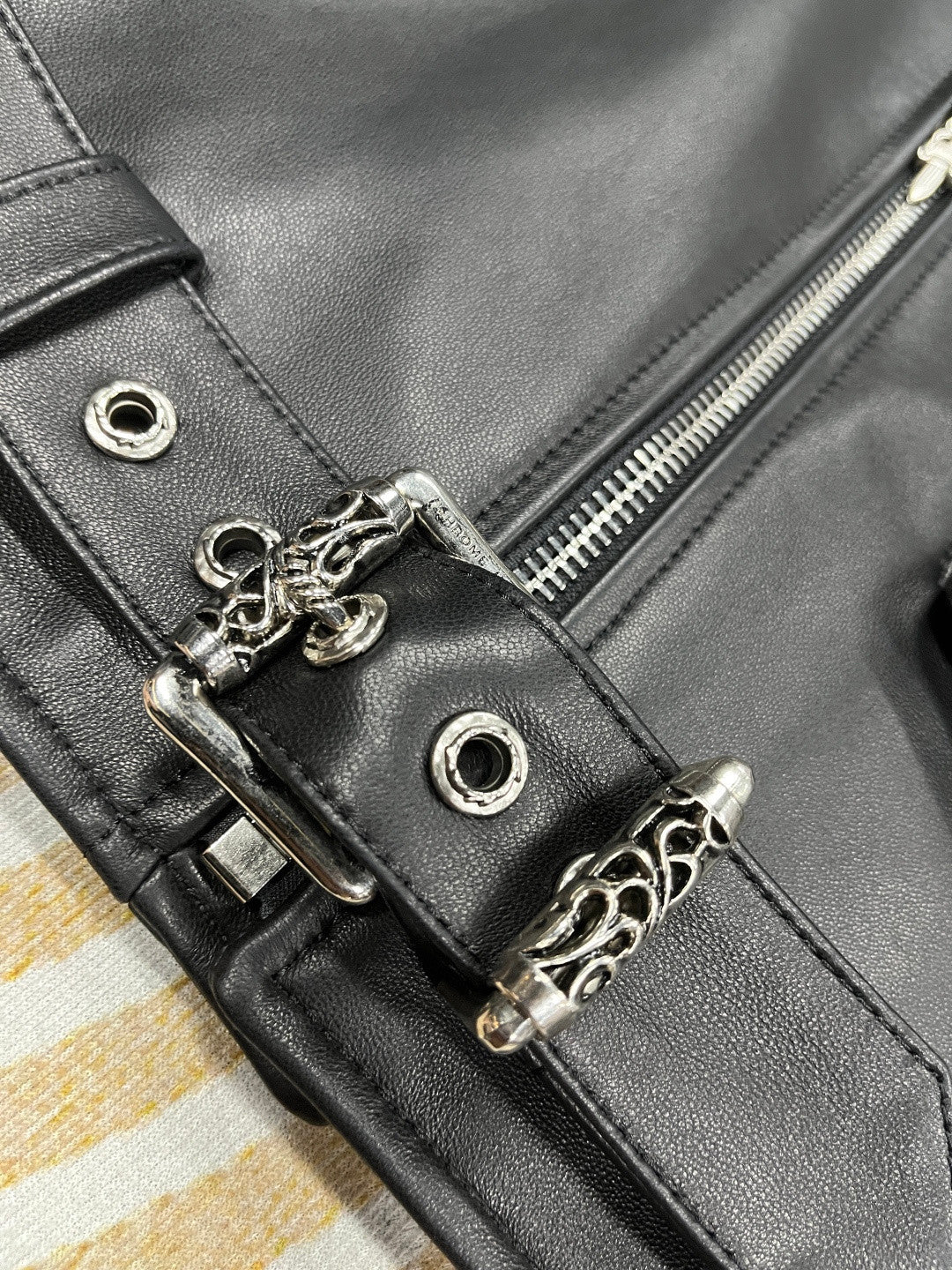 Chrome Hearts 25FW Punk Motorcycle Leather Style Short Vest #333459